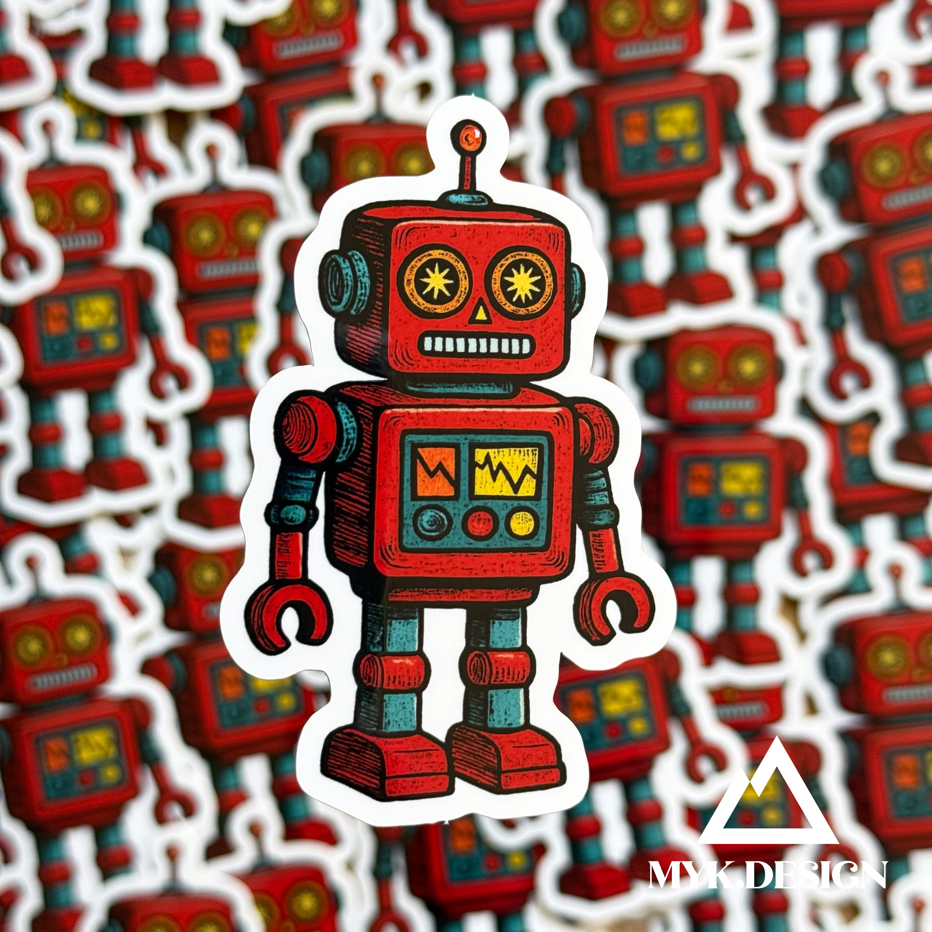 Homr Robi Robi, the Curious Classic Robot | 3” Weatherproof Sticker – MykDesignShop
