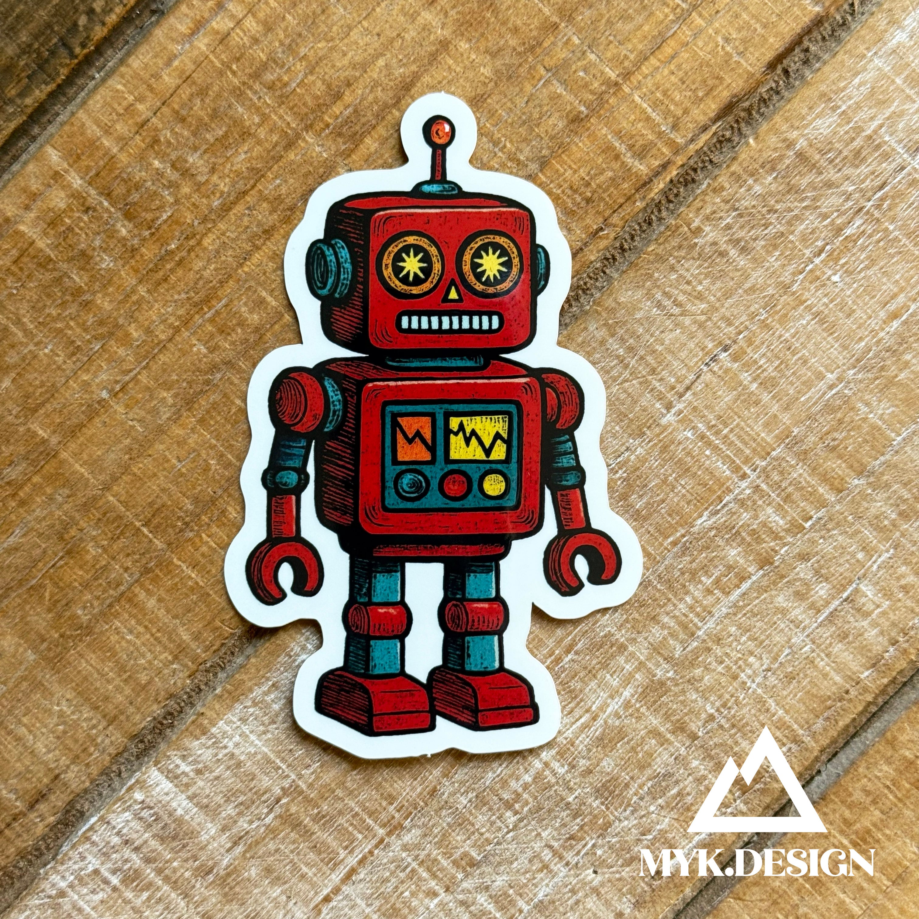Homr Robi Robi, the Curious Classic Robot | 3” Weatherproof Sticker – MykDesignShop