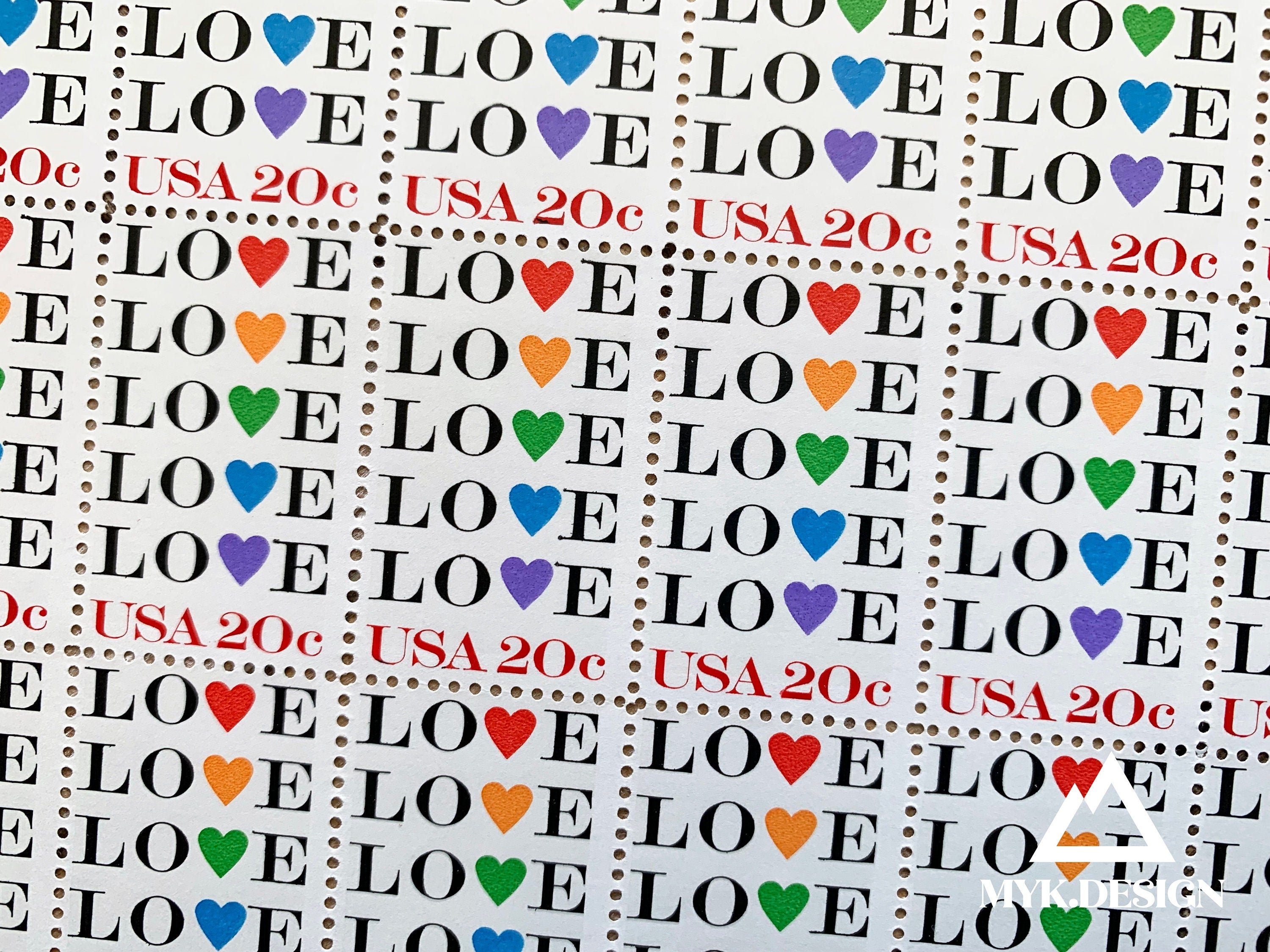 10 Vintage Rainbow Love Postage Stamps Unused Vintage Colorful Rainbow