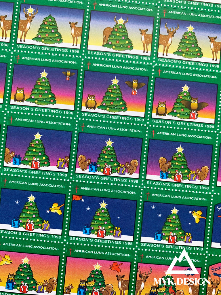Christmas Seals Christmas Tree Presents Deer